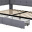 Lit de jour contemporain rembourré avec repose-pieds, tablettes, tiroirs, éclairage DEL et port USB-1286038578