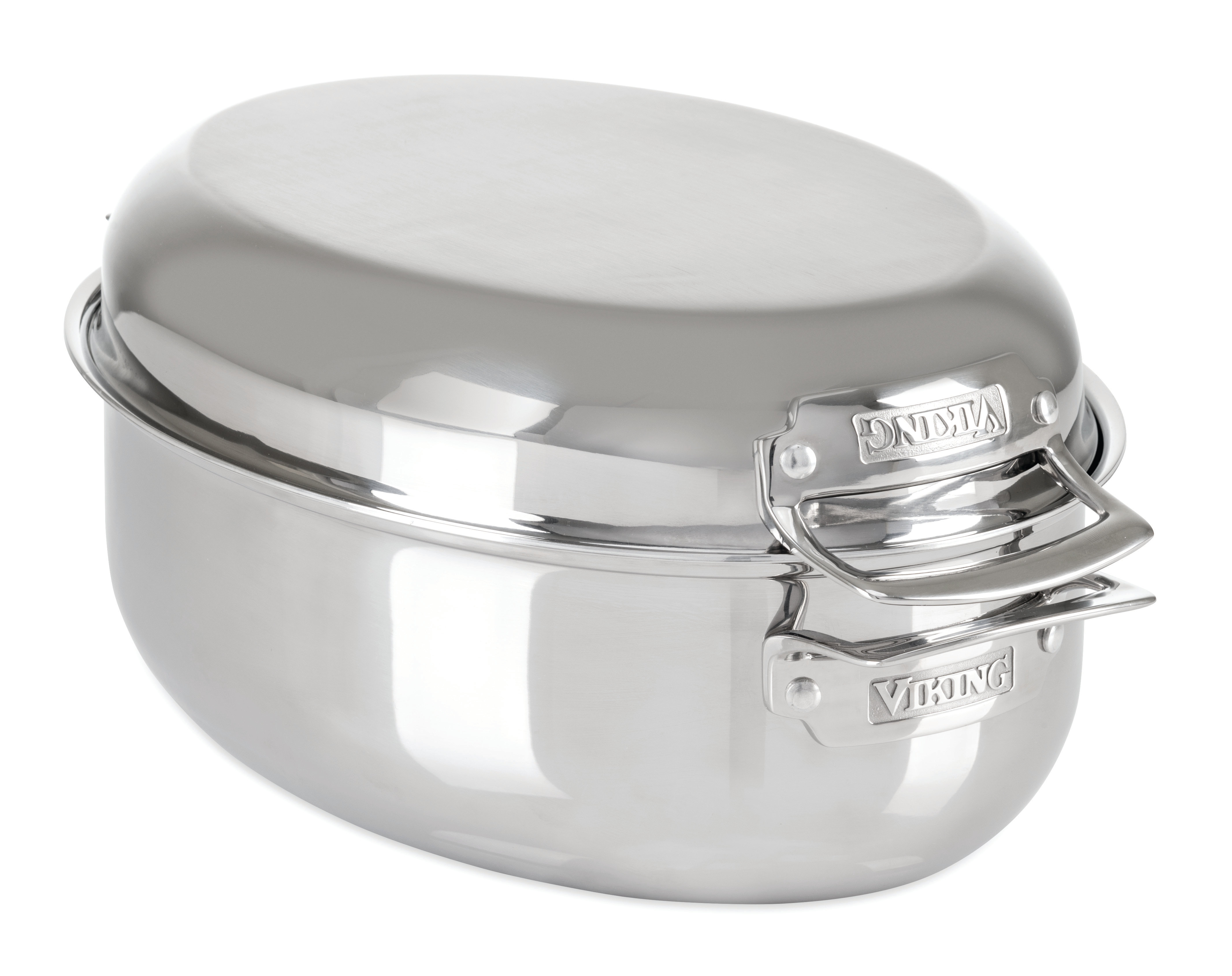 Viking 3-Ply Oval Roaster Qt with Metal Induction Lid and Rack