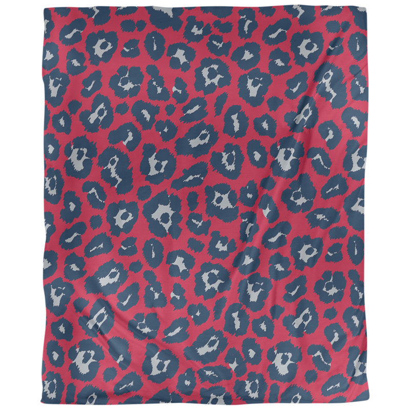 Housse de couette simple à imprimé léopard, Housse de couette pour très grand lit, Microfibre, Rouge / gris / bleu marine
