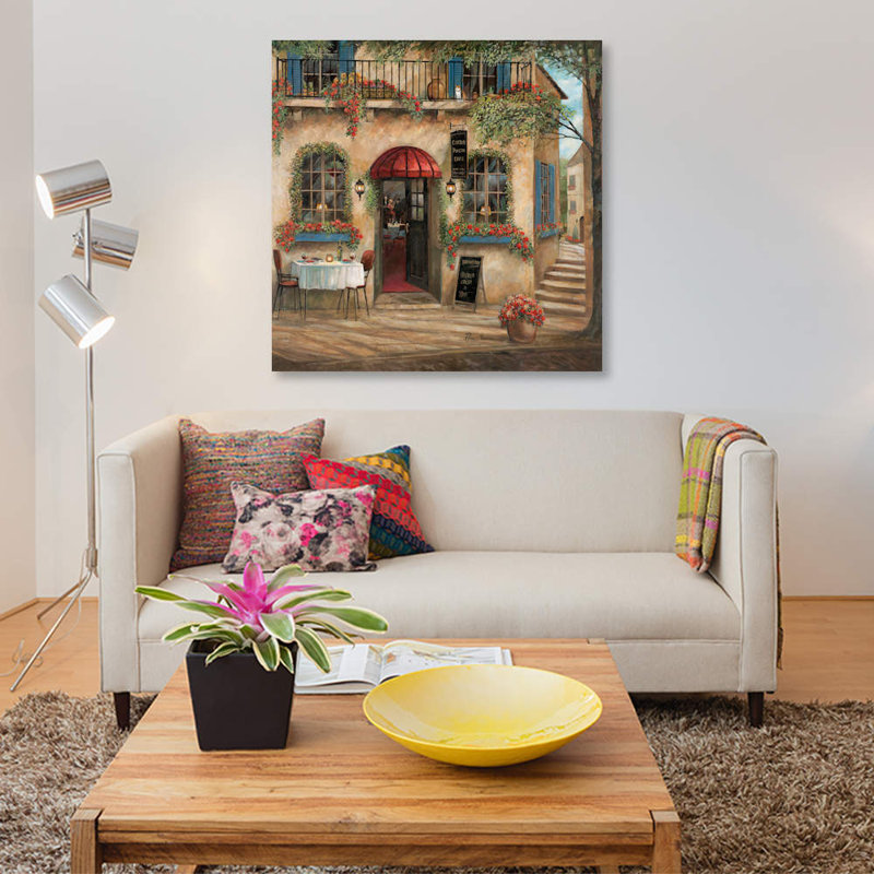 «Centro Piazza Café», reproduction sur toile, H 26 po x l 26 po x P 1,5 po, Toile tendue, Pas de tapis