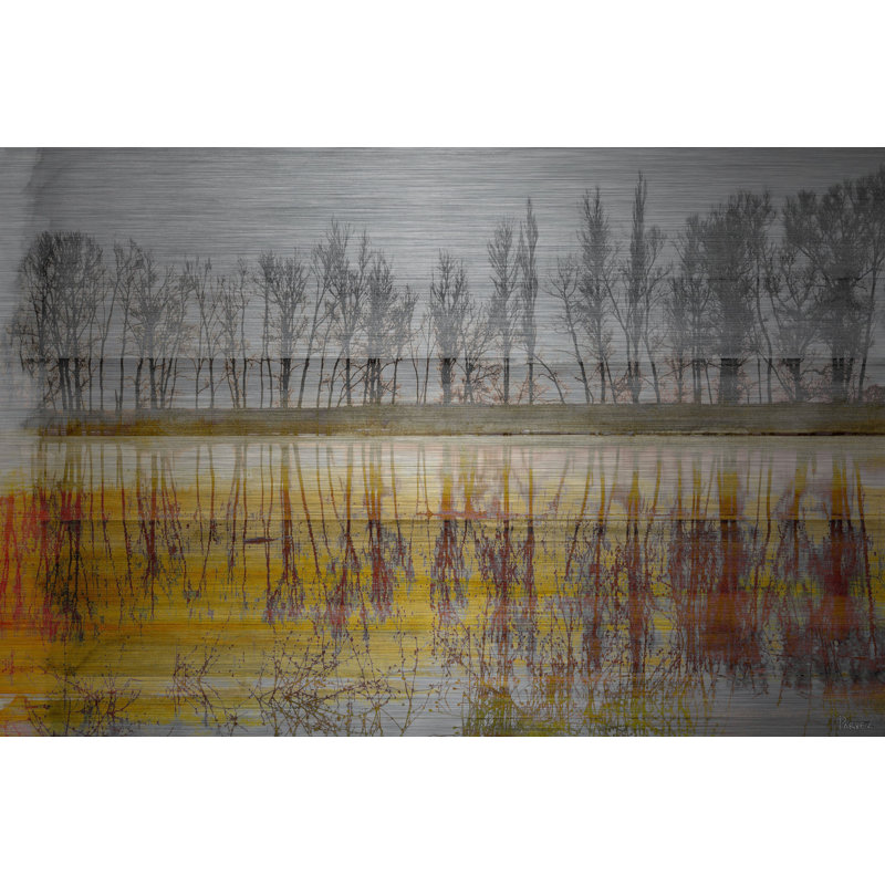 «Sunset Lake», reproduction sur métal, H 24 po x l 36 po x P 1,5 po