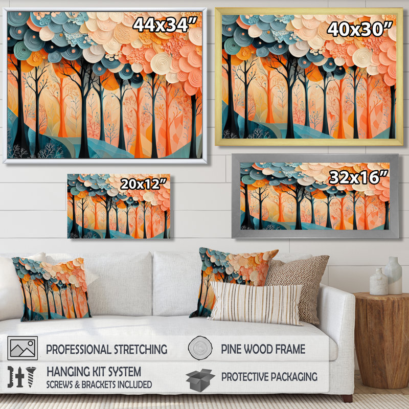 «Forest Trees Dream Fragments Forest I», art mural forêt, H 12 po x l 20 po, Impression encadrée flottante, Noir
