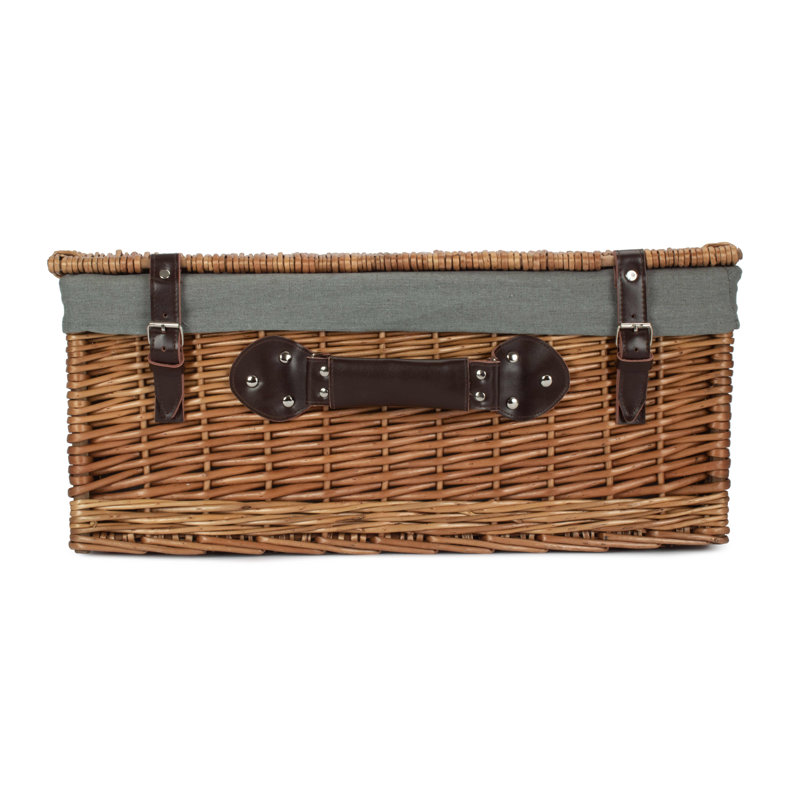 Wicker Basket with Lining, Double Steamed Hamper/Grey Lining