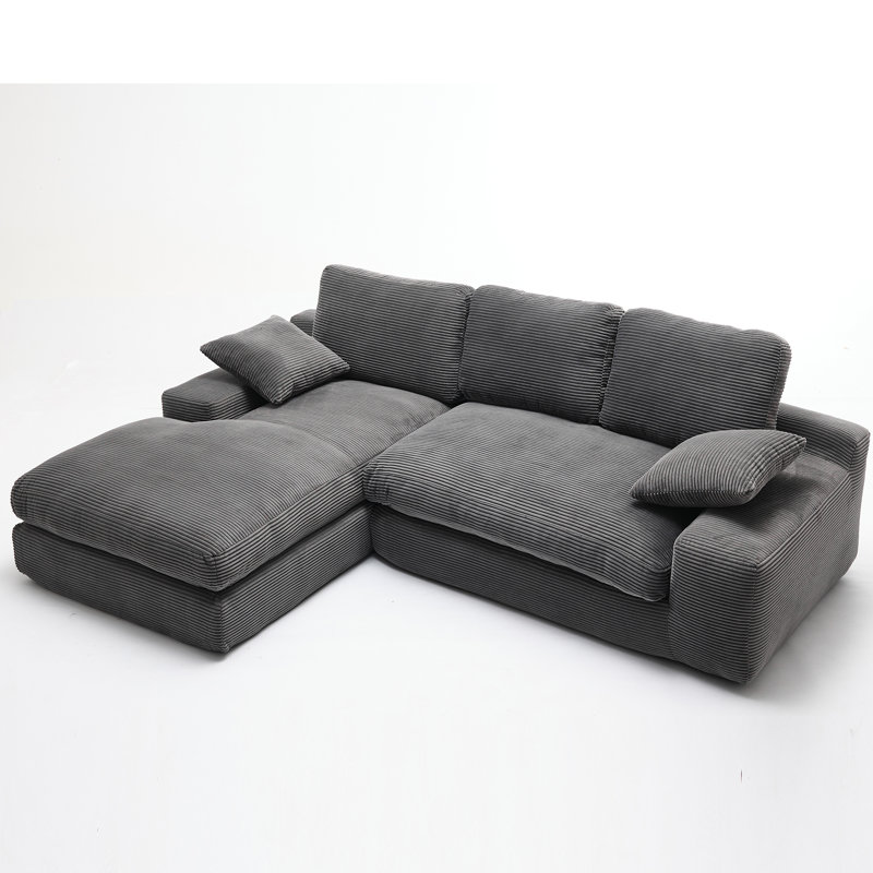 Modern Modular L-shape Sectional Sofa With Chaise, Gray Corduroy