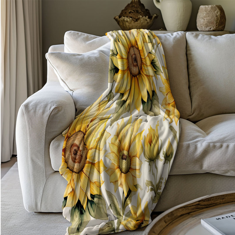 Sunflower Art - 1 pièce Sherpa Premium, Grand lit