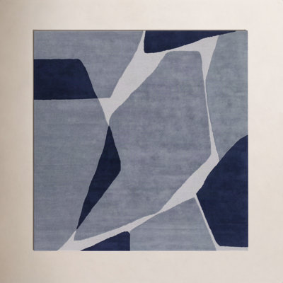 Maz Abstract Handmade Tufted Wool Light Blue/Navy/Light Slate Area Rug