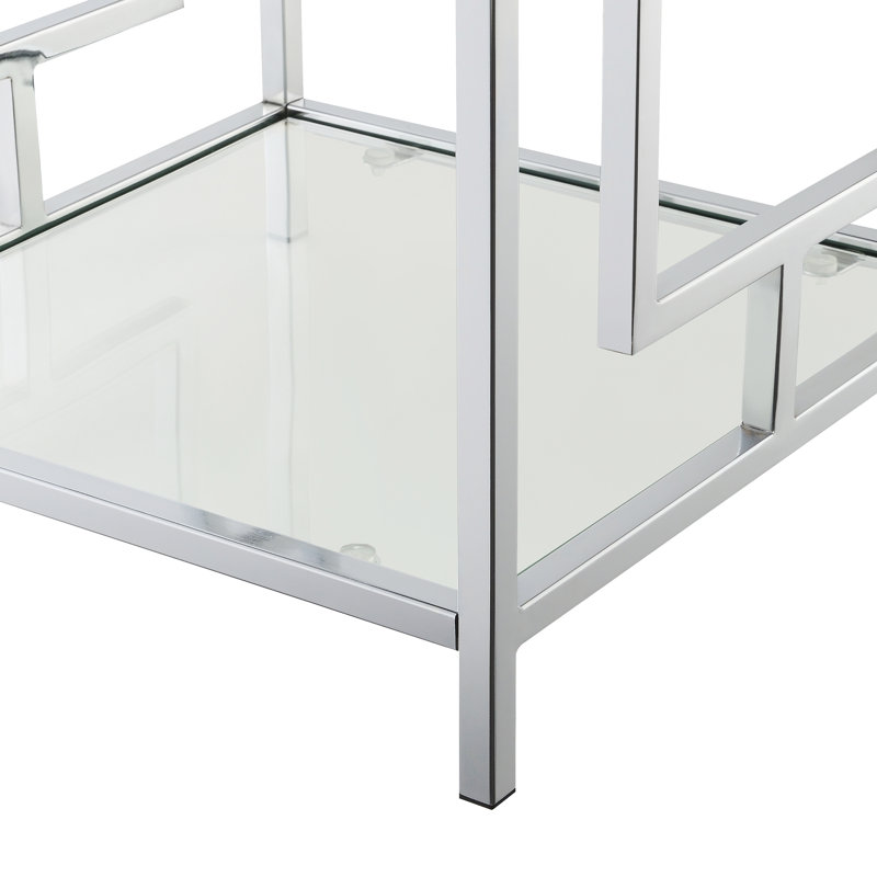 Table de bout Sapienza, Imitation marbre blanc / chrome