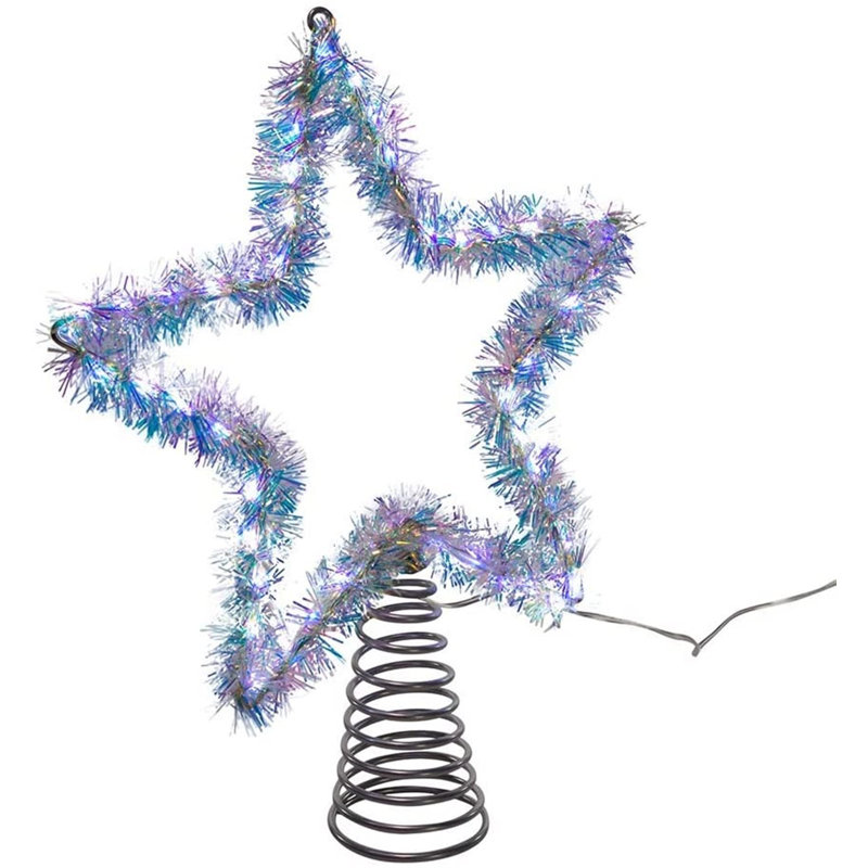 LED Tinsel Star Tree Topper, White