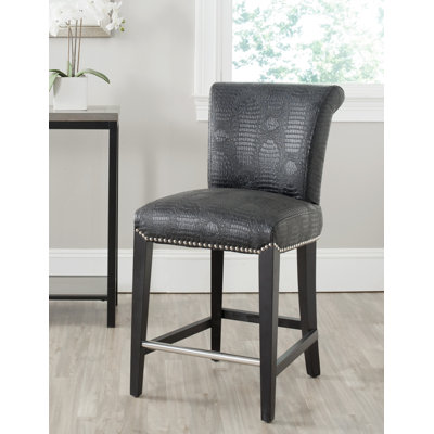 Aleshia Upholstered Counter Stool with Solid Wood Frame