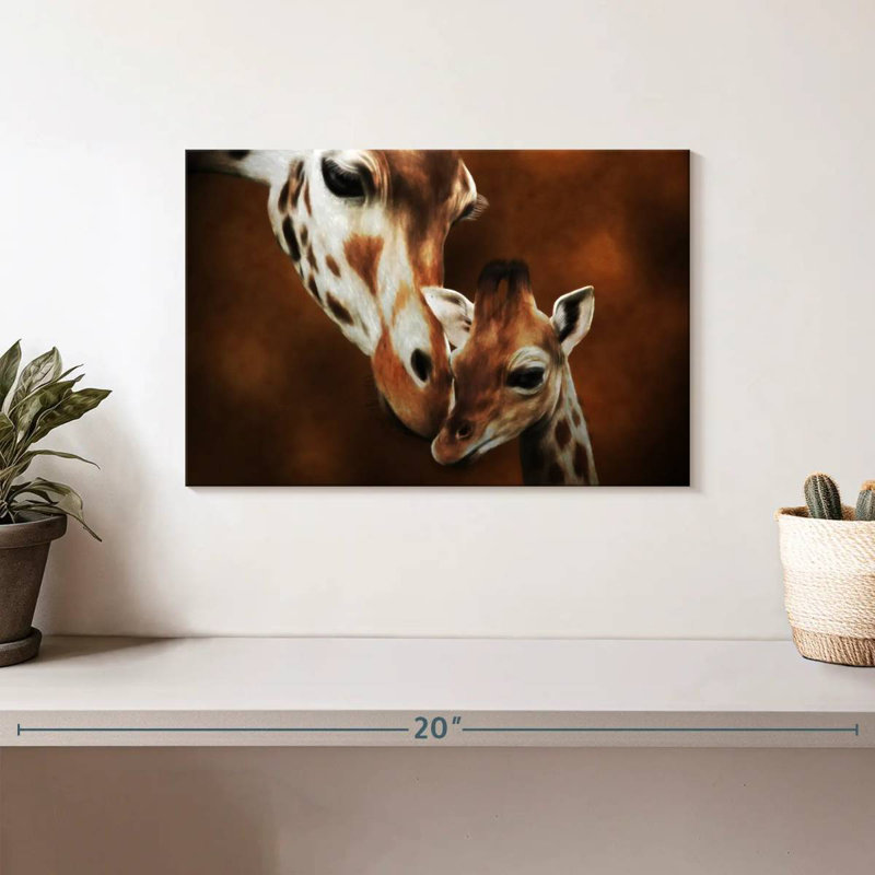 Brampt mère et bébé girafe, H 8 po x l 12 po
