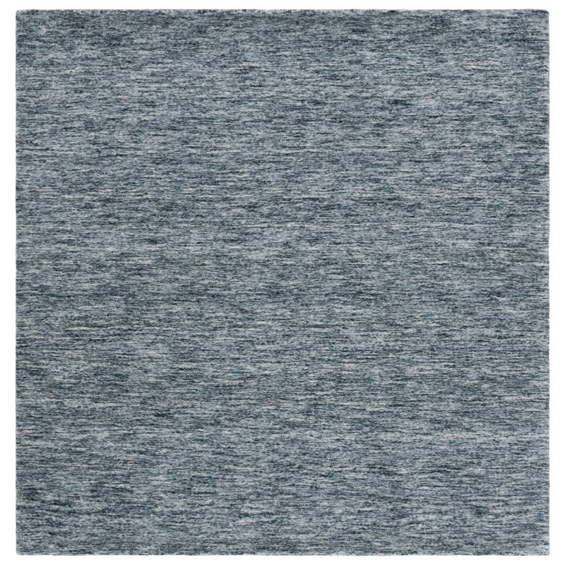 Furness Handloomed Wool Cotton Rug in Navy/Gray, Square 6'