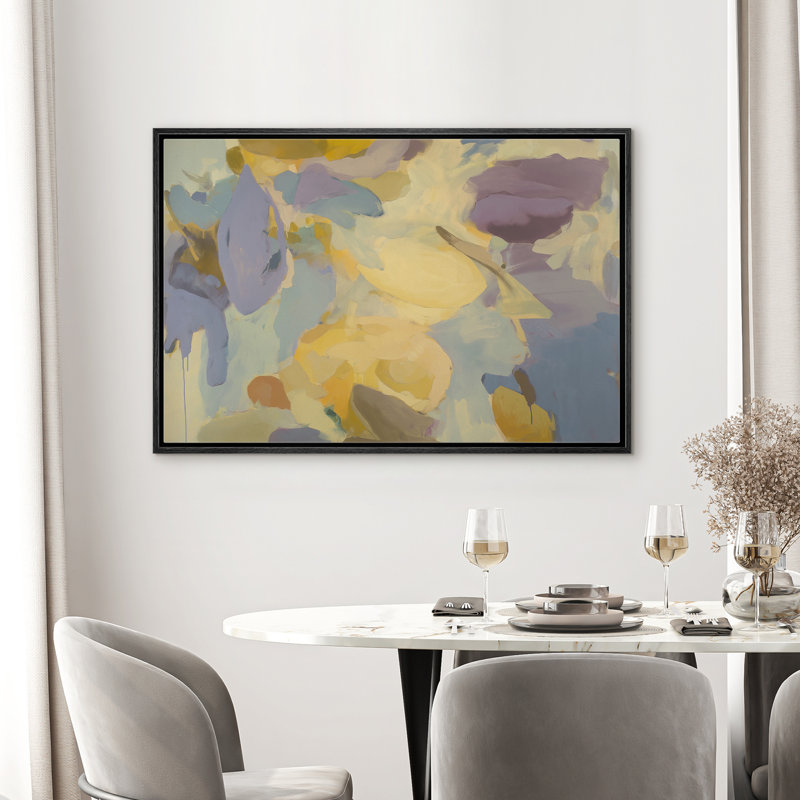 Doux pastel abstrait, décoration murale encadrée sur toile, art mural, H 24 po x l 36 po x P 1,5 po, Noir