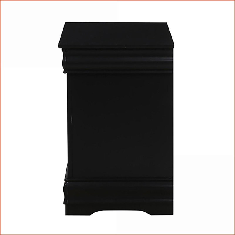 Black 2-Drawer Traditional Nightstand for Bedroom Storage, Black