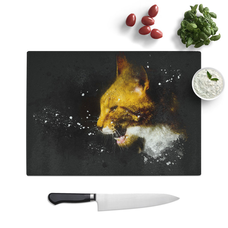 Portrait of a Cat Vol.5 Paint Splash Chopping Board, 0.4cm H x 20cm W x 28.5cm L