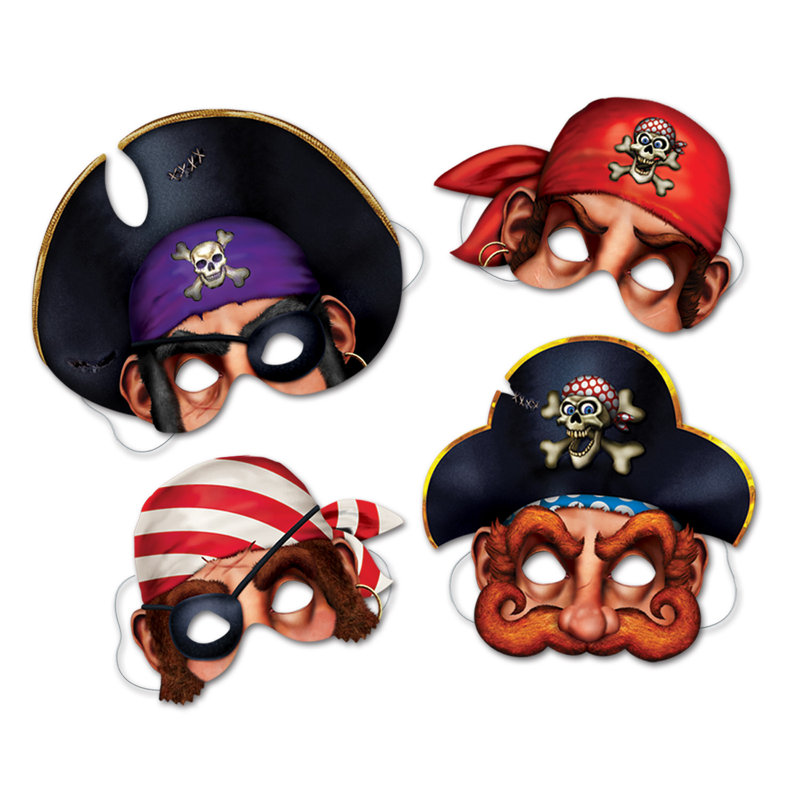 Pirate Masks - 12 Pack 4 each