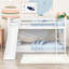 Lit superposé simple au-dessus d'un lit simple en bois avec glissière convertible et échelle-223639307