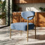 Chaises de salle à manger modernes en métal, tissu bleu, sièges confortables pour la maison