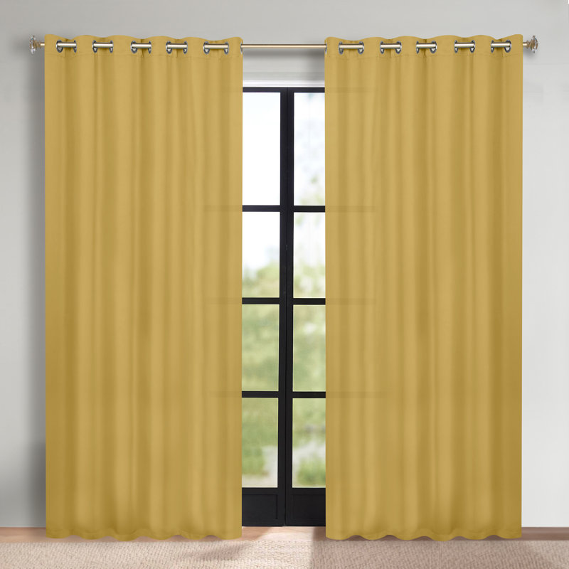 Paire de rideaux obscurcissant avec œillets Millendon, L 70 po x L 120 po, Jaune et moutarde