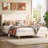 Abe Aadi Queen Size Corduroy Upholstered Platform Bed Frame with Channel Tufted Wingback Headboard — No Box Spring Needed, Space-Saving Design for Small Bedrooms & Apartments-1525913694-1525913690