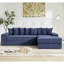 Canapé modulaire surdimensionné en nuage, canapé en L, canapé-lit convertible au sol, sans assemblage, huit coussins, sac à magazines 3 en 1, velours côtelé, bleu-984085203