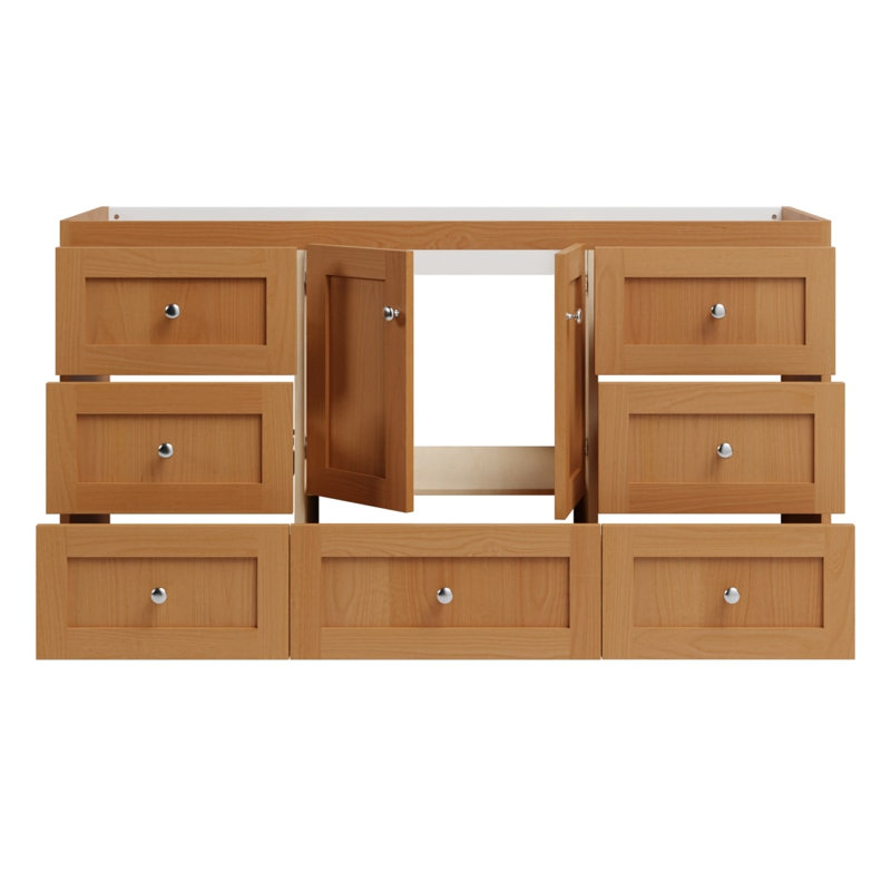 Armoire de salle de bain sans plateau en aulne naturel l 60 po x P 21 po x H 34,5 po Shaker, Aulne naturel