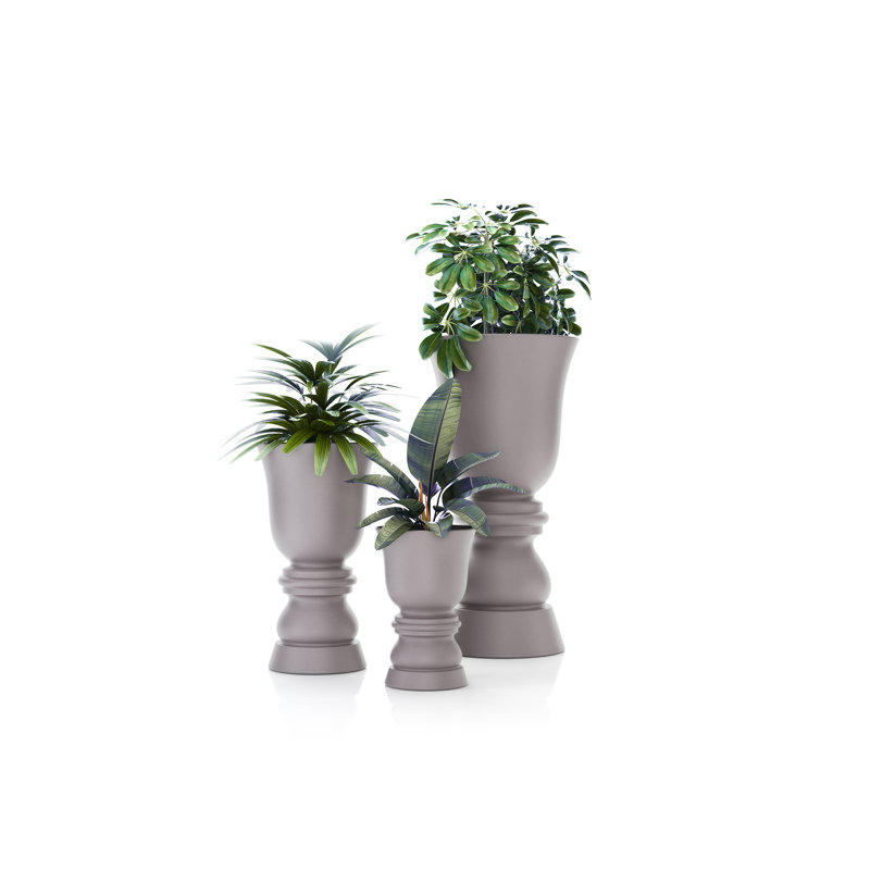 Suave Resin Pot Planter, 25.75" H x 16.5" W x 16.5" D, Taupe