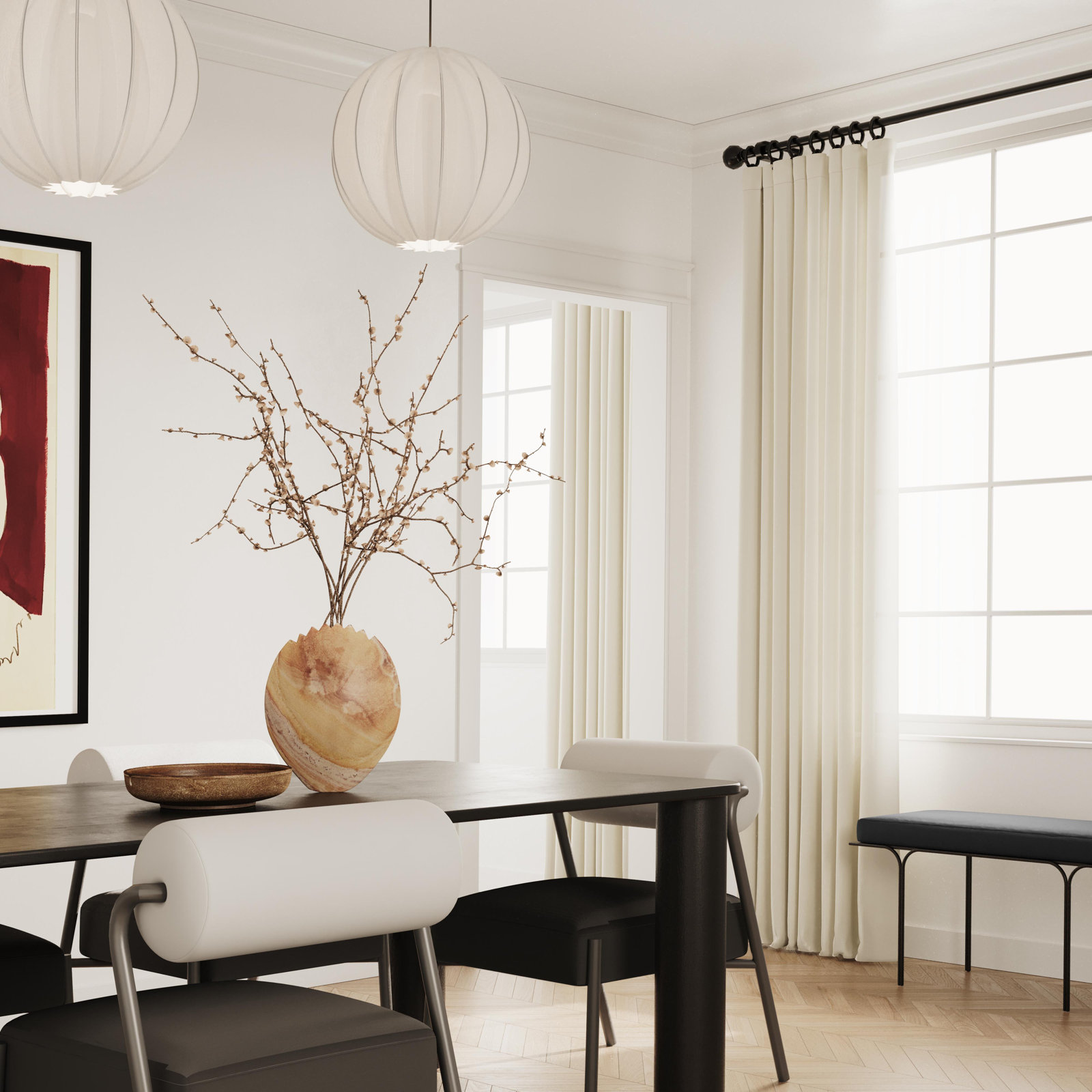Demson 43" Oak Dining Table, Black Oak