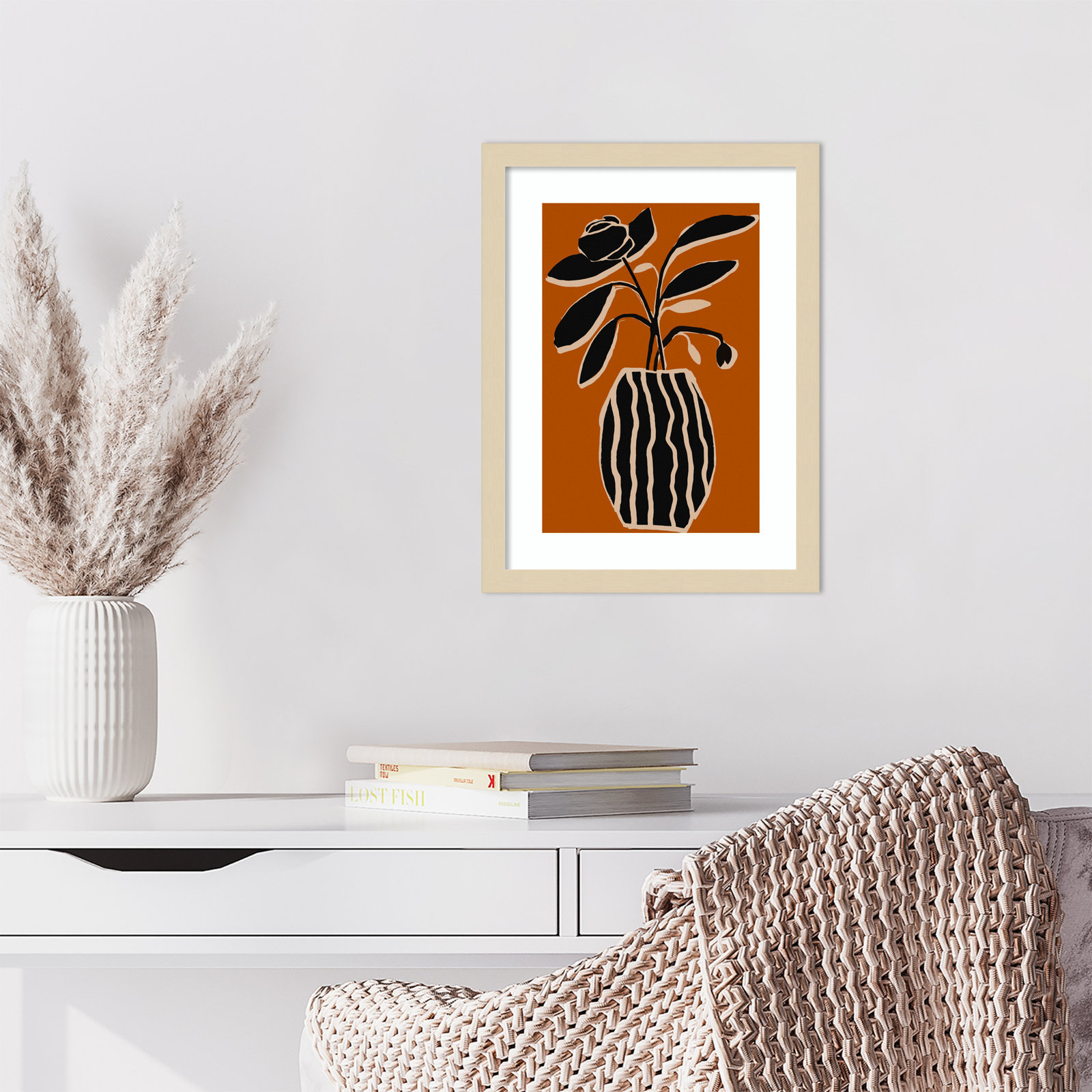 Ochre Still Life No 5 by Treechild, Brown Framed, 17" H x 13" W x 1" D