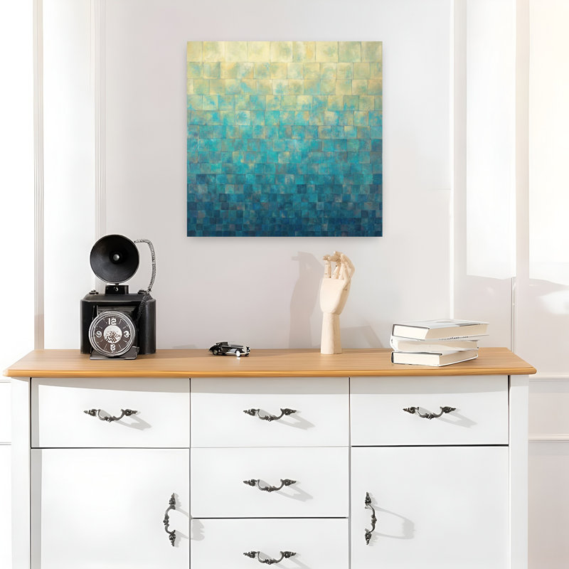 Cascade, art contemporain abstrait, H 18 po x l 18 po