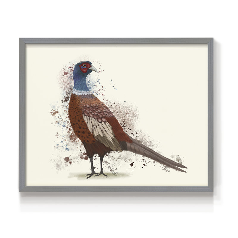 Pheasant Splash 5 - Reproduction encadrée - Restickable, H 22 po x l 28 po, Gris