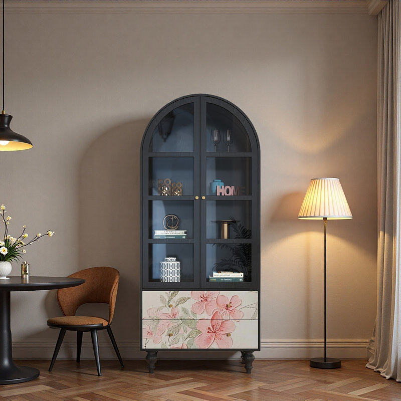Vitrine en bois massif Floral