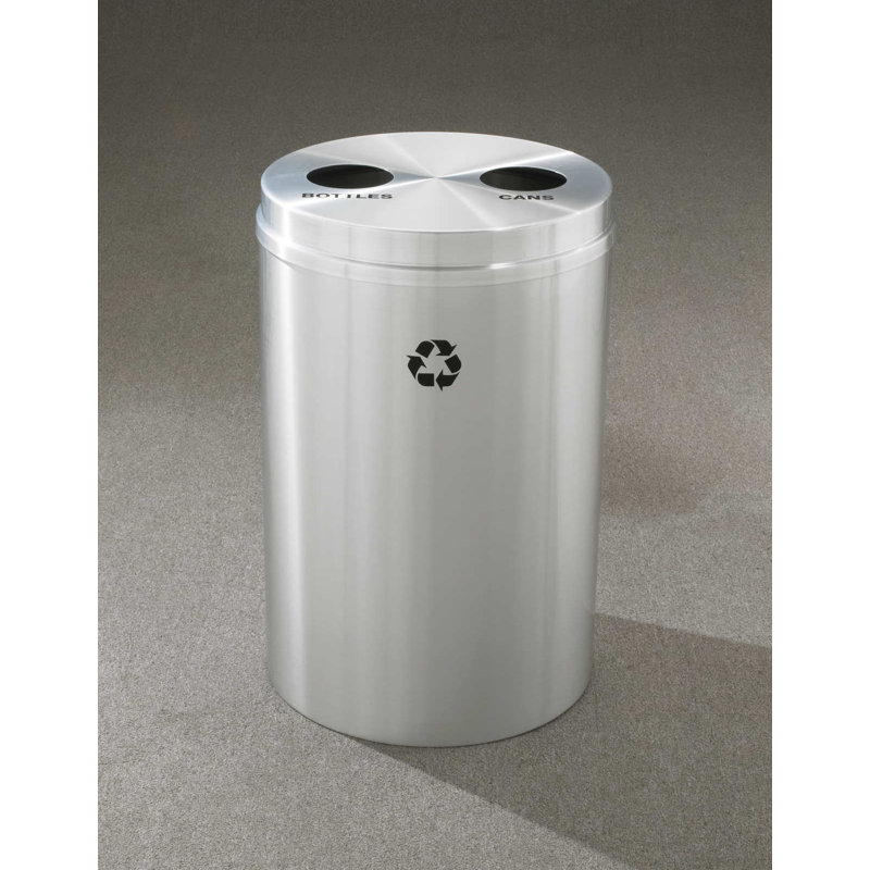 Poubelle de recyclage 33 gallons dual stream RecyclePro, Aluminium satiné