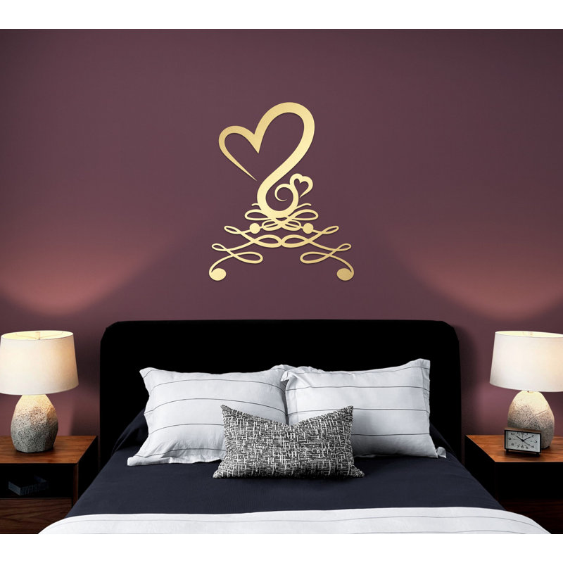 Décoration murale en métal Love & Infinity, cadeau de pendaison de crémaillère, H 42 po x l 34 po x P 0,5 po, Or brillant