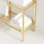 Meuble-lavabo de salle de bain en céramique 24 po rectangulaire blanc brillant, lavabo console autoportant, pieds en métal, or, tablettes avec rangement, évier, système d'alimentation ouvert-536139781-536139780