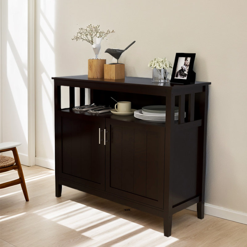 Kitchen Storage Sideboard, Dining Buffet Server Cupboard Cabinet,Console Table with Adjustable Shelf, Dark Brown