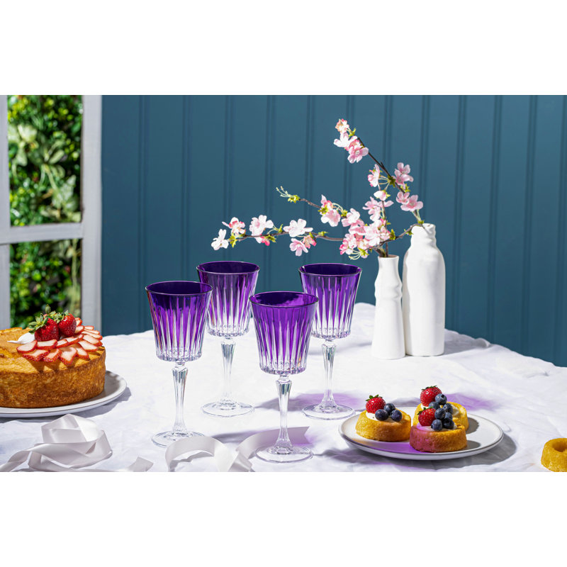 Elegant Purple Crystal Goblet Set of 6