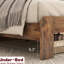 Structure de lit plateforme en bois pour chambre double avec tête de lit à DEL avec rangement et 2 ports, utilisation silencieuse, pas de sommier tapissier, installation sans effort, généreux sous la pièce, éclairage brun foncé, plusieurs appareils-383712371