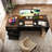 5-Door 3-Drawer Computer Desk With Warm Light