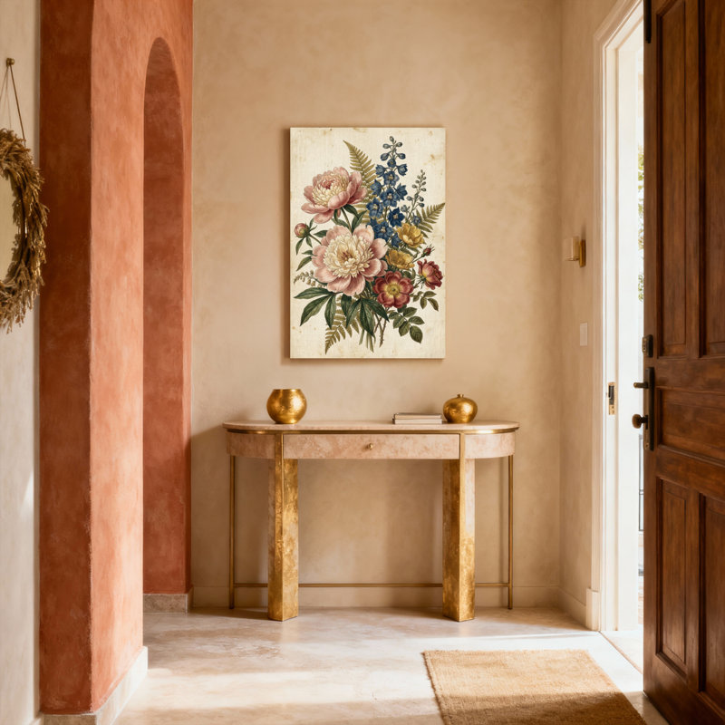 Bouquet floral, ensemble de 1 reproduction d'art sur toile tendue, H 36 po x l 24 po