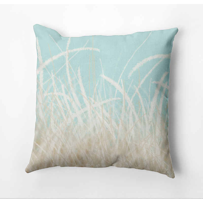 Beach Vacation Sea Grass Outdoor Square Pillow Cover and Insert, 20" H x 20" W, Aqua