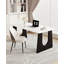 Table de salle à manger élégante et luxueuse avec plateau en pierre frittée et pieds évidés-848484884