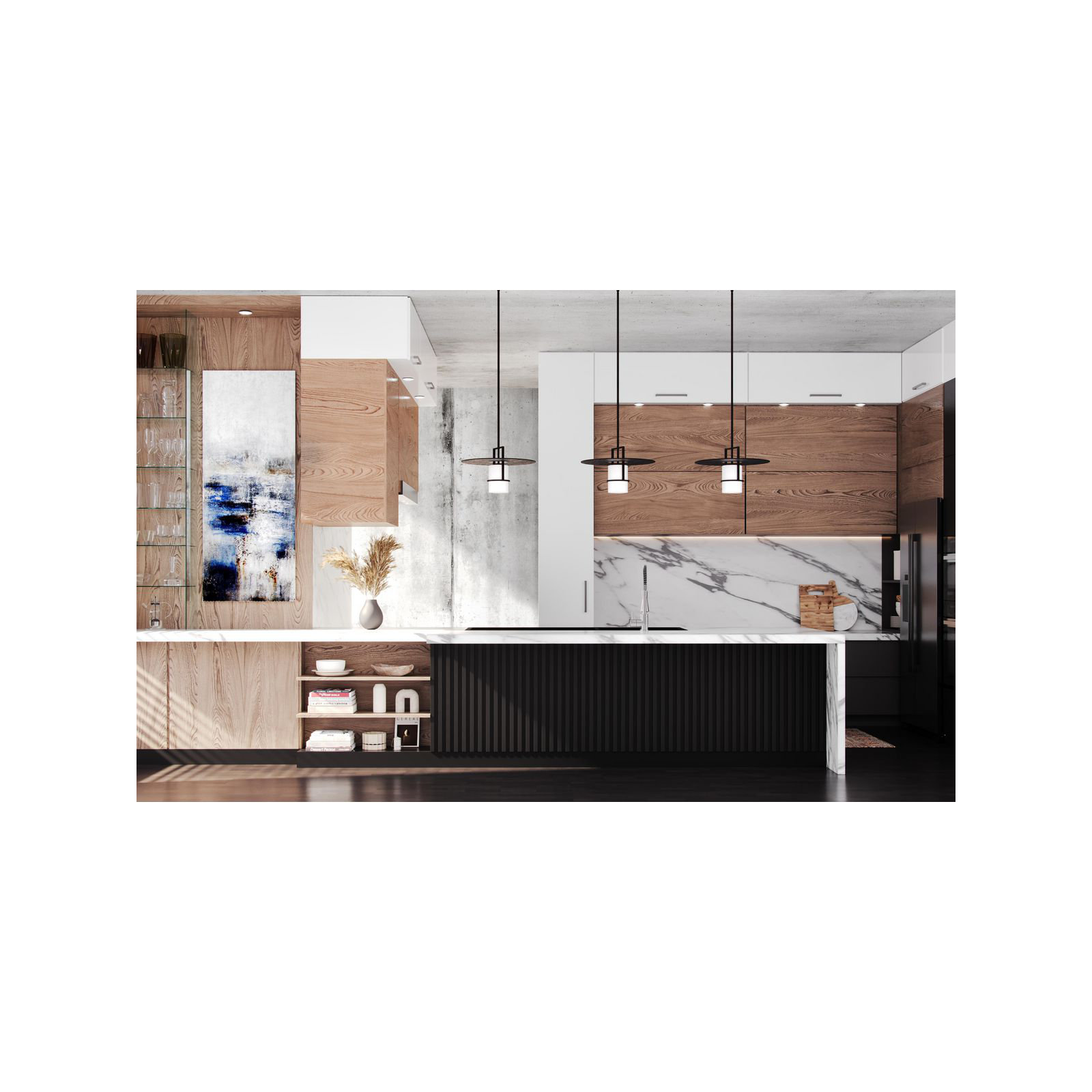 Cinder Single Light Etched Glass Dimmable Pendant, Matte Black