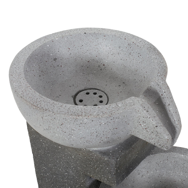 28" Outdoor Weather Resistant Fountain With Light Traditional Hand Crafted Floor Fountain for Garden
