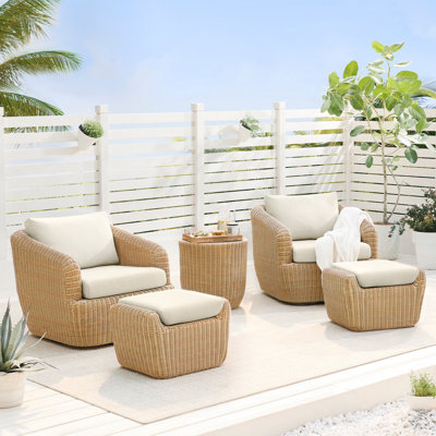 Ensemble de conversation en rotin pour 2 personnes avec repose-pieds Cambelle
