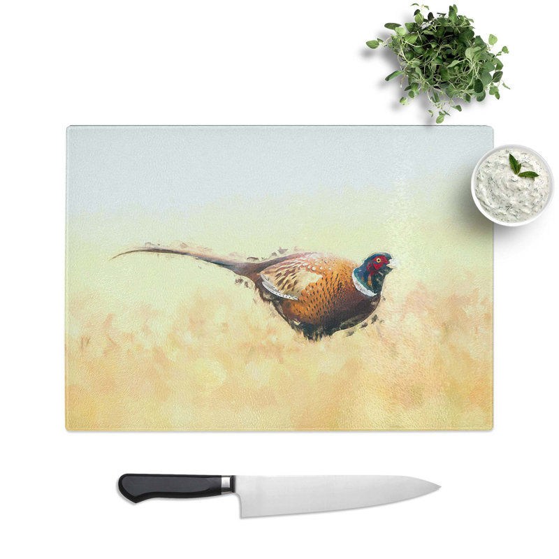 Tempered Glass a Pheasant Bird Chopping Board, 39 cm W x 28.5 cm L