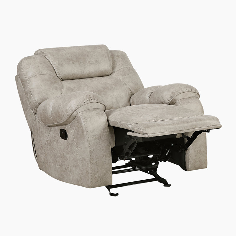 Fauteuil coulissant inclinable en microfibre polie transitionnelle de 40 po Yasminda avec glissement en douceur, support durable et ressorts en mousse