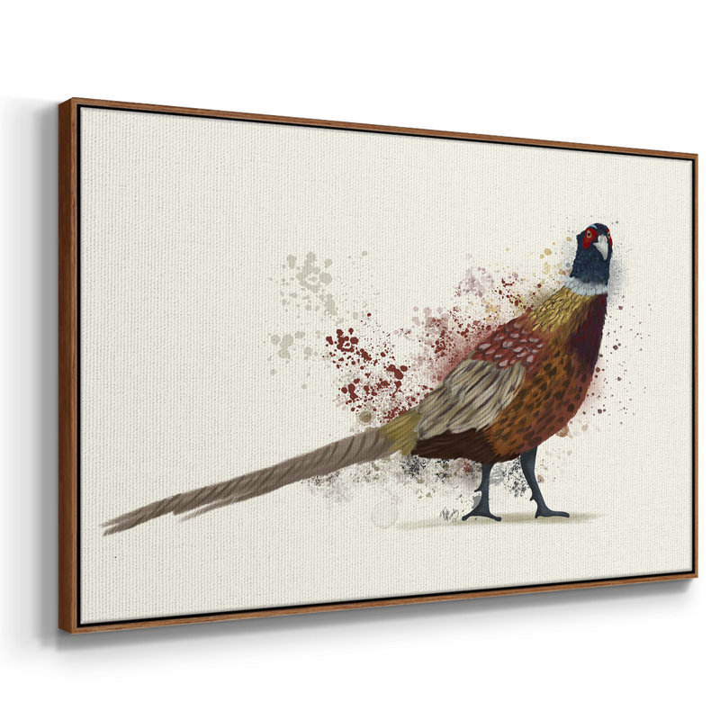 Pheasant Splash 2, reproduction d'art sur toile, H 27 po x l 41 po x P 2 po, Cadre noyer