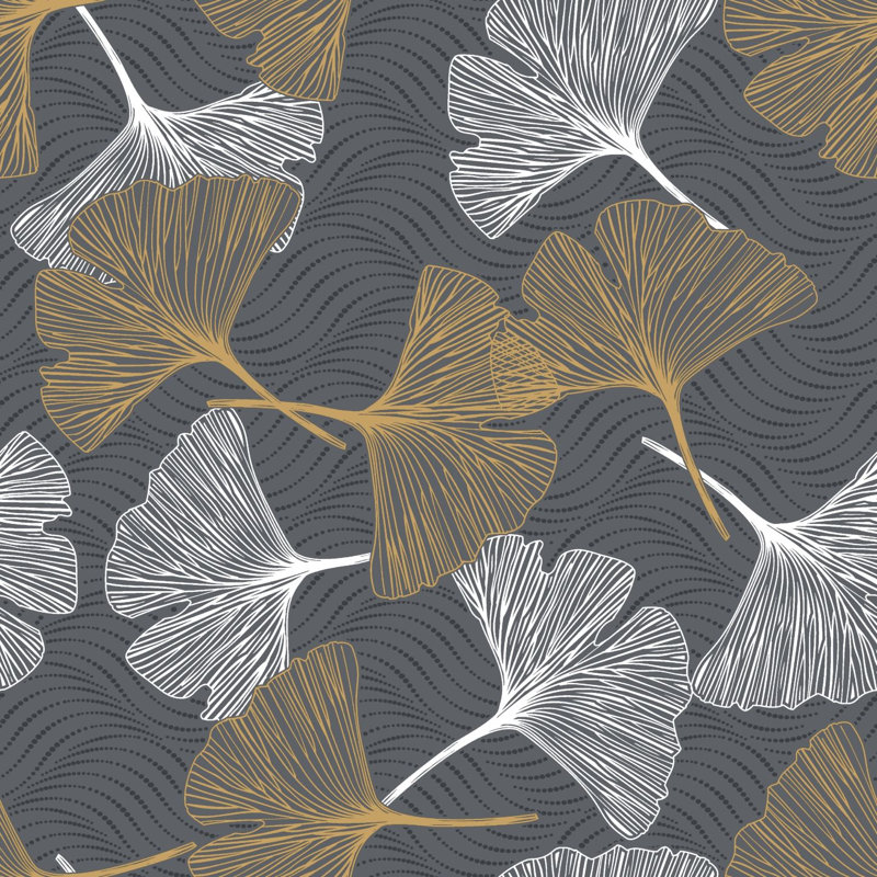 Ginko Fyffe Duvet Cover Set, Dark Grey/Yellow, Single - 1 Pillowcase (80 x 80 cm)