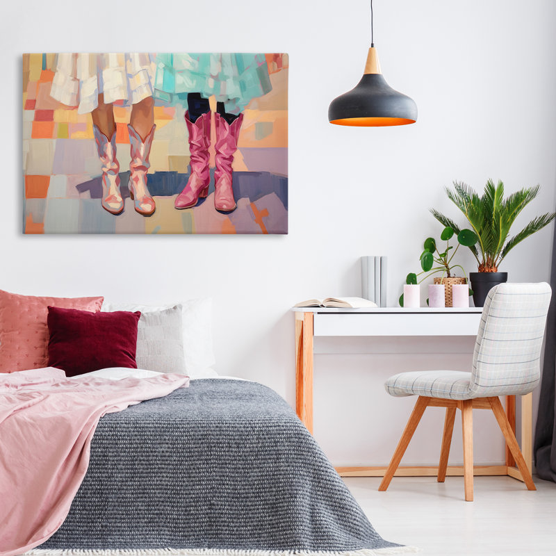 Filles dans des bottes de cowboy, art mural sur toile par Sissi et Seb, H 30 po x l 45 po