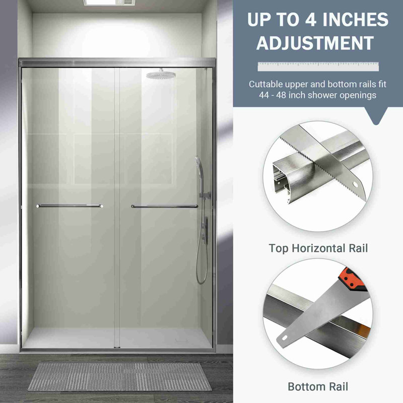 Porte de douche coulissante double 72 "H, Nickel brossé